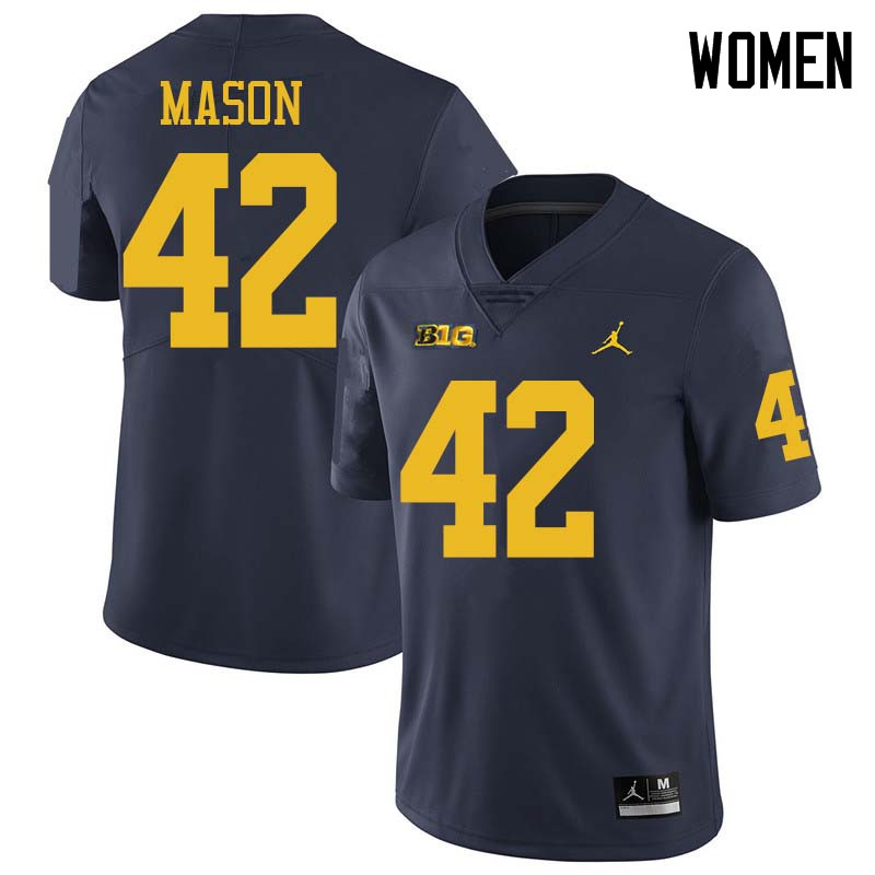 Jordan Brand Women #42 Ben Mason Michigan Wolverines College Football Jerseys Sale-Navy